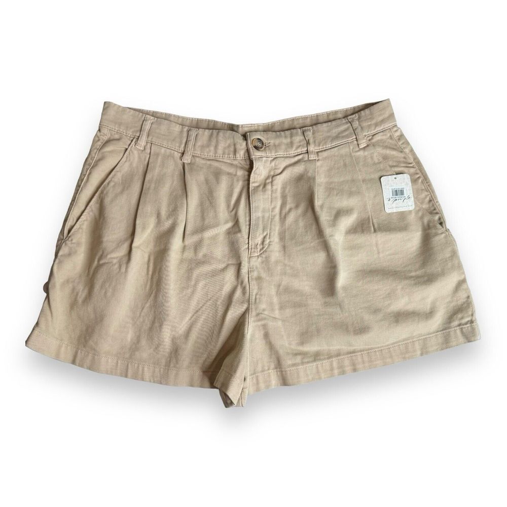 Free People Shorts Size 14 High Rise Womens Chinos Cut Off Pleated Inseam 2.5in